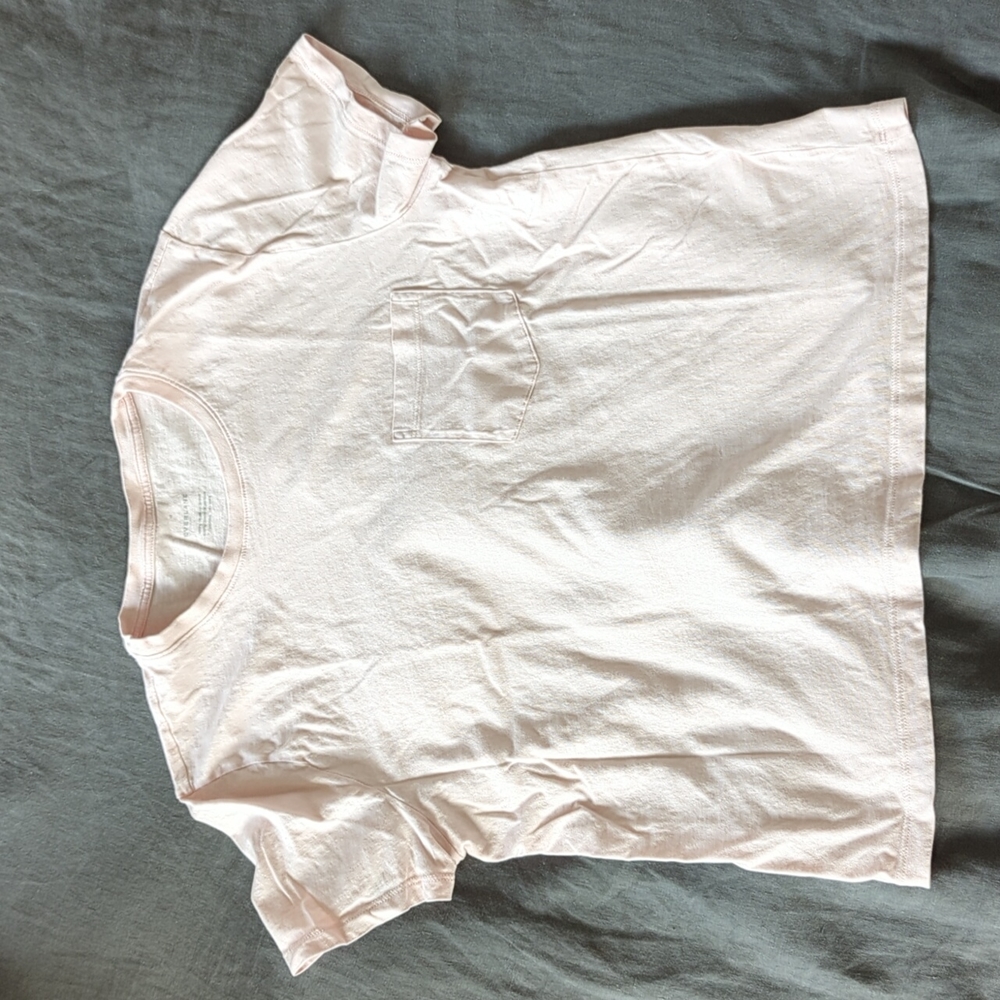 Everlane Organic box cut crop pocket tee pale pink size M